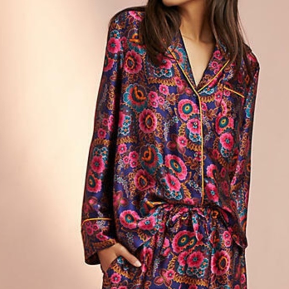 Anthropologie Floreat Other - ANTHROPLOGIE Floreat Silk Sleep Pajama Lounge Top XS NWT